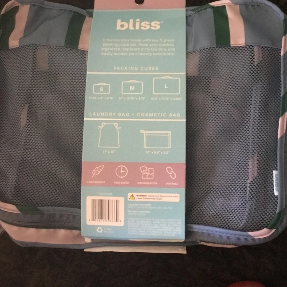5 pc Bliss packing cube set - lightweight & stylish - Travel